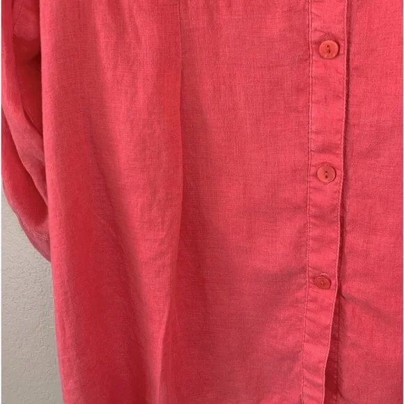 Stella Carakasi Coastal Hemp Coral Asymmetrical Button Down Boho Tunic - Picture 5 of 9